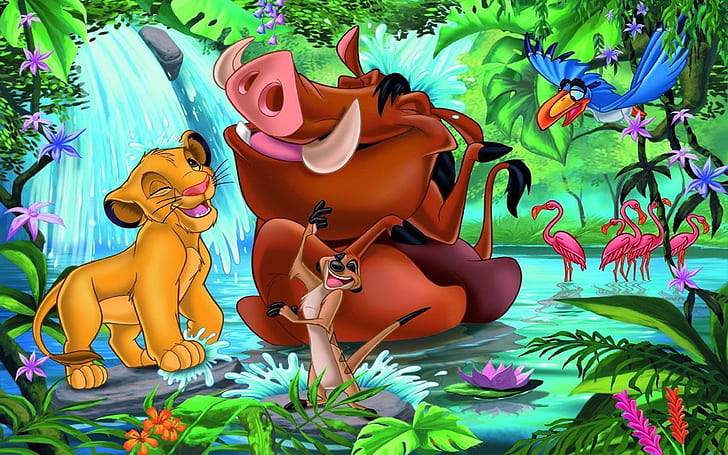 The Lion King Zazu Simba Timon และ Pumbaa Cartoons Desktop Hd Wallpaper 1920 × 1200, วอลล์เปเปอร์ HD