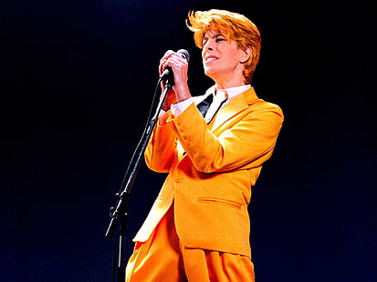 David Bowie, David Bowie, concert, microphone, costume, image, Fond d'écran HD HD wallpaper
