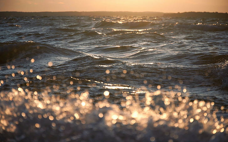 Sea, Waves, Foam, Bubbles, HD wallpaper