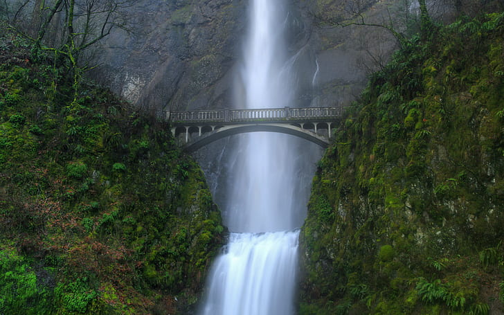 Multnomah Falls, Brücken, Canon, Canonrebelxti, Grün, Landschaft, Multnomahfalls, Natur, Fotografie, Portlandoregon, Wasser, Wasserfälle, HD-Hintergrundbild