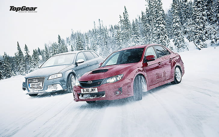Subaru WRX STI Audi Snow Winter Drift Top Gear HD, cars, snow, winter, drift, audi, gear, subaru, top, wrx, sti, HD wallpaper