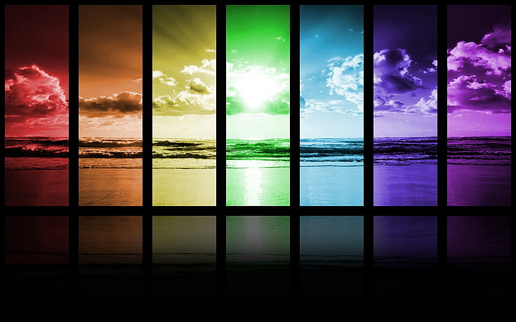 sunrise ocean clouds mosaic rainbows skyscapes 1680x1050  Nature Oceans HD Art , ocean, sunrise, HD wallpaper