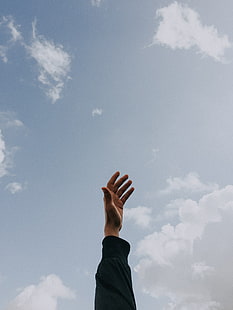 hand, sky, fingers, clouds, raise, dom, HD wallpaper HD wallpaper