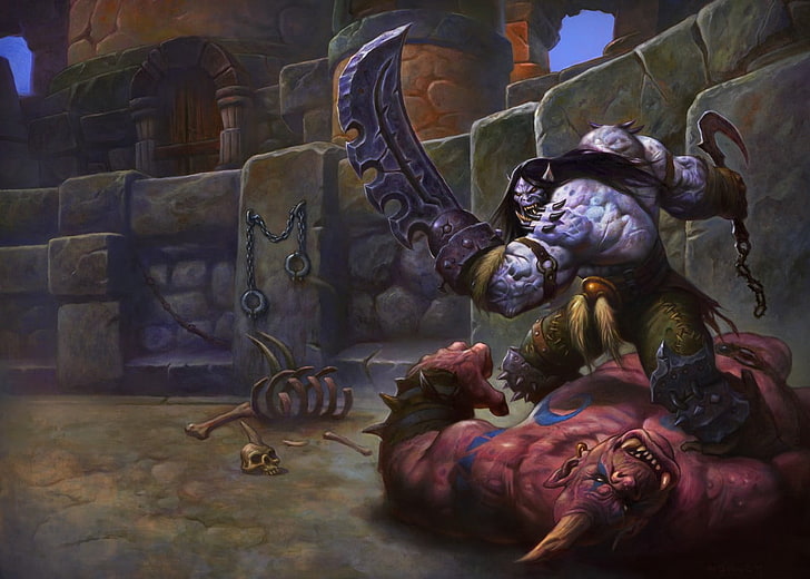 ilustração de dois personagens orcs, World of Warcraft, World of Warcraft: Senhores da Guerra de Draenor, Kargath, Bladefist, videogames, HD papel de parede