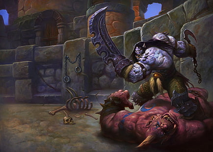 illustrazione di due personaggi orchi, World of Warcraft, World of Warcraft: Warlords of Draenor, Kargath, Bladefist, videogiochi, Sfondo HD HD wallpaper