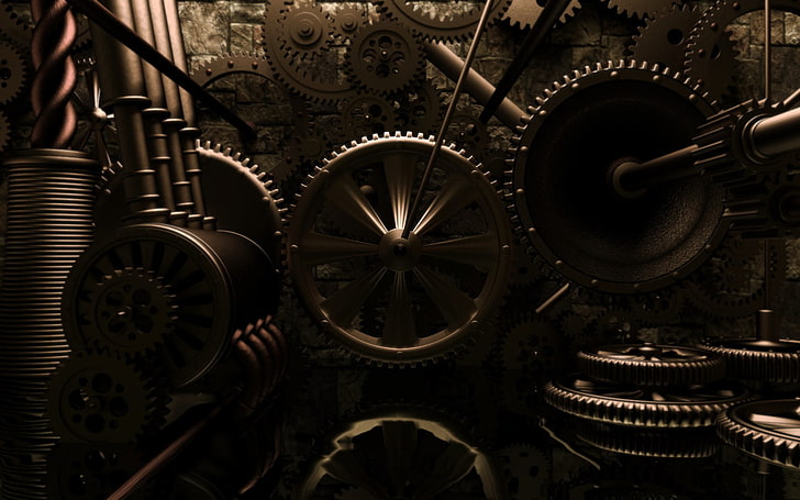 gears, mechanical, Steampunk, HD wallpaper