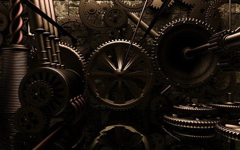 gears, mechanical, Steampunk, HD wallpaper HD wallpaper