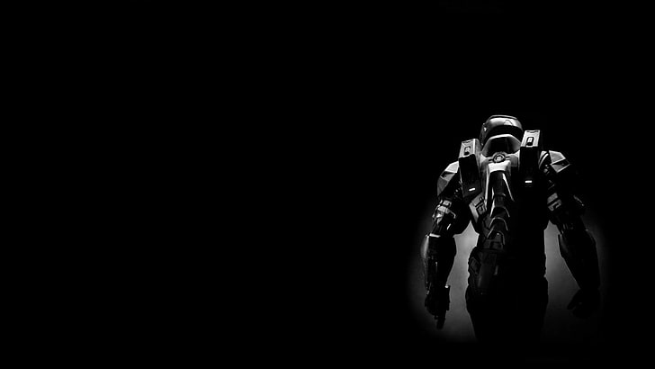 черен игрален герой цифров тапет, Halo, видео игри, HD тапет