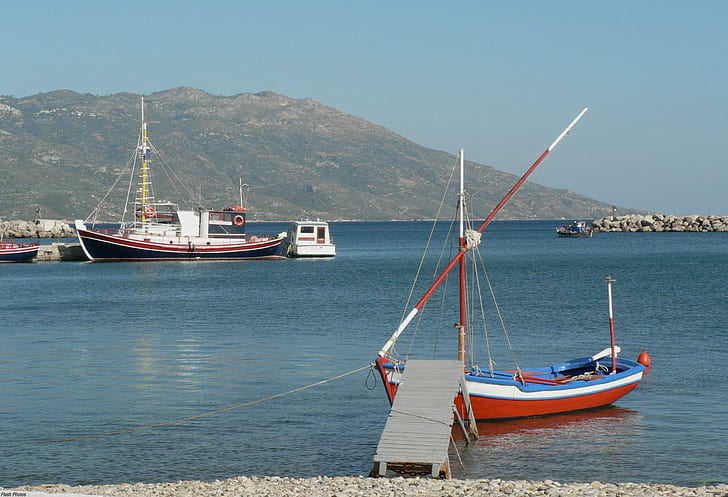 Fisher Boat, łódź, łódź rybacka, wędkarstwo, panoramiczny, łodzie, wybrzeże, Tapety HD