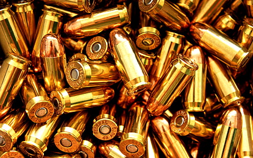 Bullets Cartridges, gold bullet lot, War & Army, Bullet, war, army, bullets, HD wallpaper HD wallpaper