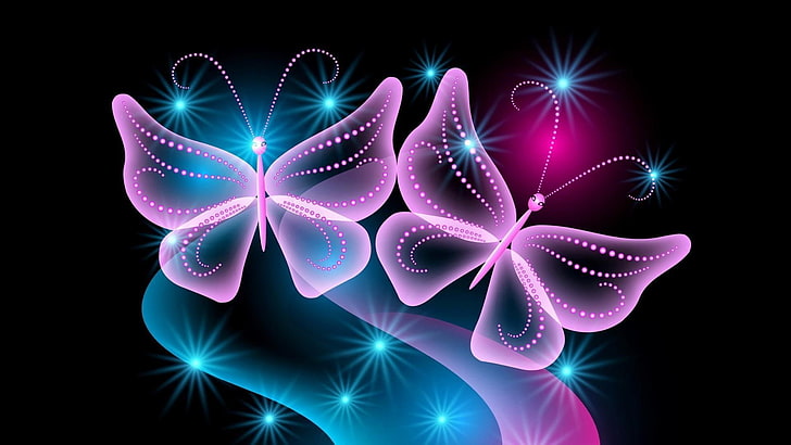 farfalla, farfalle, luce, digitale, arte, Sfondo HD