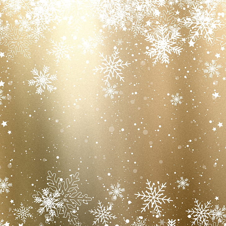 겨울, 눈, 눈송이, 배경, 황금, 크리스마스, HD 배경 화면