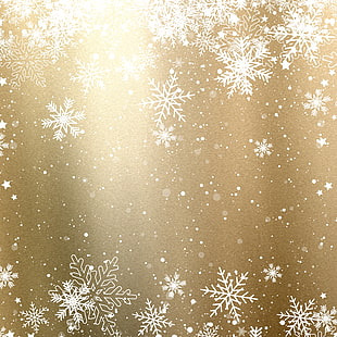  winter, snow, snowflakes, background, golden, Christmas, HD wallpaper HD wallpaper