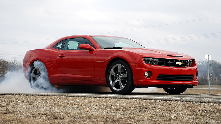 red Chevrolet Camaro coupe, Chevrolet Camaro, Chevrolet, red cars, vehicle, car, HD wallpaper