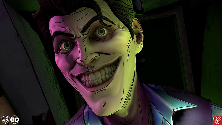 Das Spiel, Lächeln, Joker, Zähne, Augen, Bösewicht, Spiel, DC-Comics, Verräterische Spiele, Comics, Screenshot, Batman: Der Feind in dir, Episode 4: What Ails You, HD-Hintergrundbild