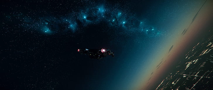 Star Citizen, ultrawide, Ultra Settings, screen shot, space, planet, spaceship, HD wallpaper
