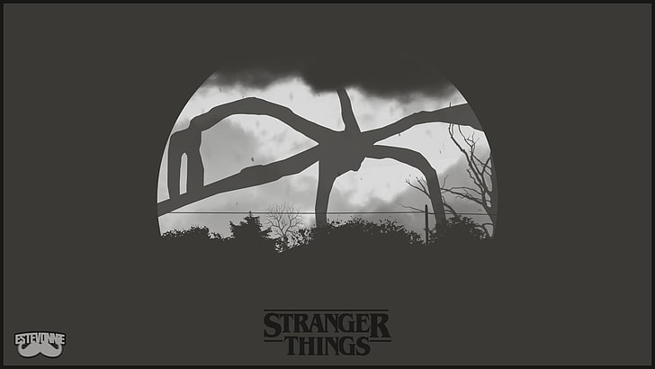 Sfondo di Stranger Things, Stranger Things, arte digitale, monocromatico, Sfondo HD