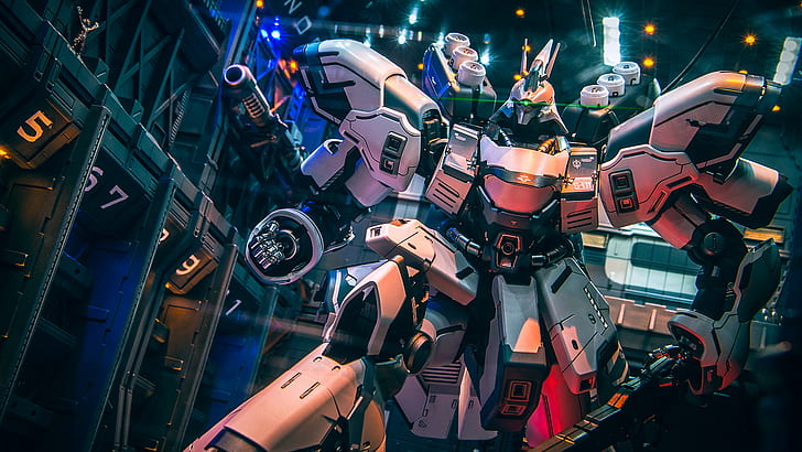 Mobile Suit Gundam, mech, fiksi ilmiah, futuristik, diorama, robot, anime, Master Grade, Wallpaper HD