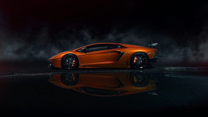 Lamborghini Aventador LP700-4 orange supercar, night, Lamborghini, Orange, Supercar, Night, HD wallpaper