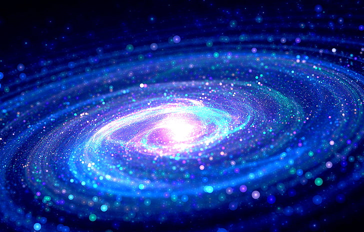 galaxy illustration, milky way galaxy, fractal, digital art, Milky Way, galaxy, bokeh, spiral, space, glowing, HD wallpaper