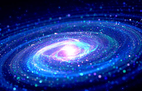 illustration de la galaxie, voie lactée, fractale, art numérique, voie lactée, galaxie, bokeh, spirale, espace, incandescent, Fond d'écran HD HD wallpaper
