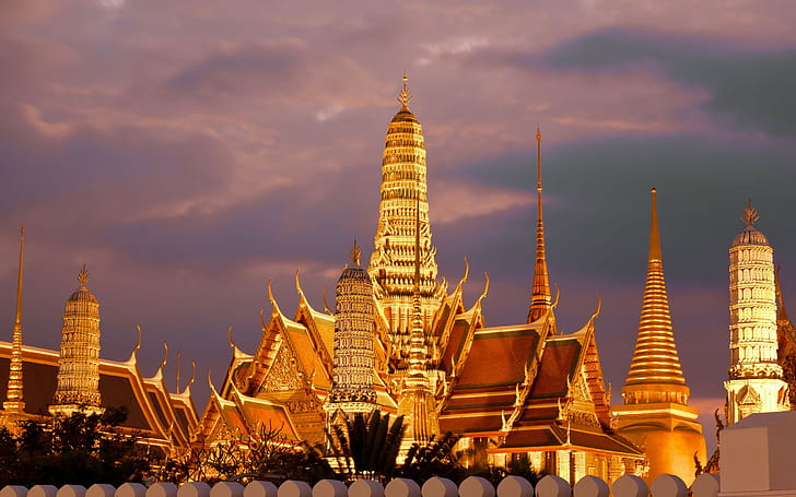 Thailand, Thailand, candi, Bangkok, arsitektur, bangunan, emas, Wallpaper HD