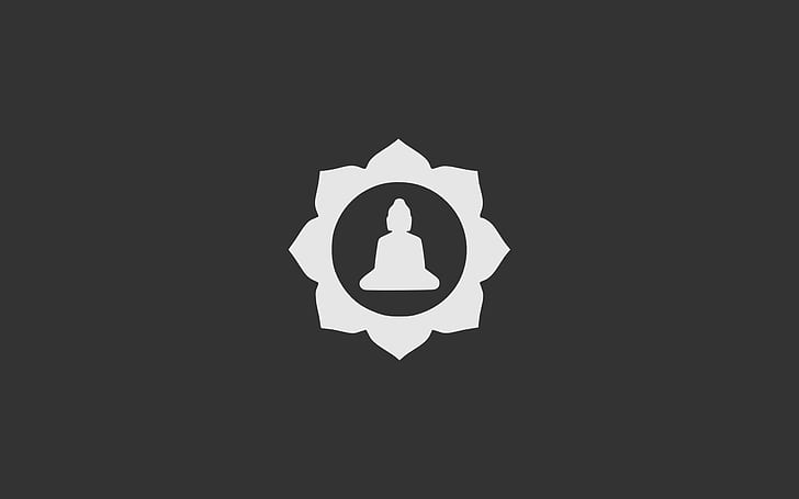 minimalis, Budha, meditasi, abu-abu, bunga lotus, Wallpaper HD
