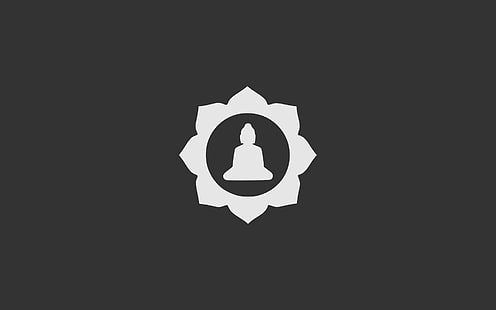 Minimalismus, Buddhismus, Meditation, Grau, Lotusblumen, HD-Hintergrundbild HD wallpaper