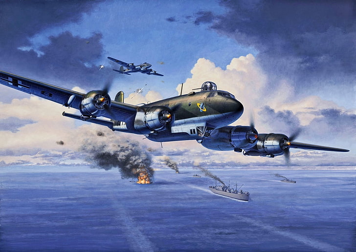 World War II, airplane, aircraft, military, military aircraft, Luftwaffe, Germany, Focke-Wulf 200 Condor, HD wallpaper