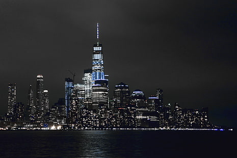 نيويورك ، المباني ، الليل ، عالي الدقة ، 4k ، 5 كيلو ، الأضواء ، العالم ، 8 كيلو ، 10 كيلو، خلفية HD HD wallpaper