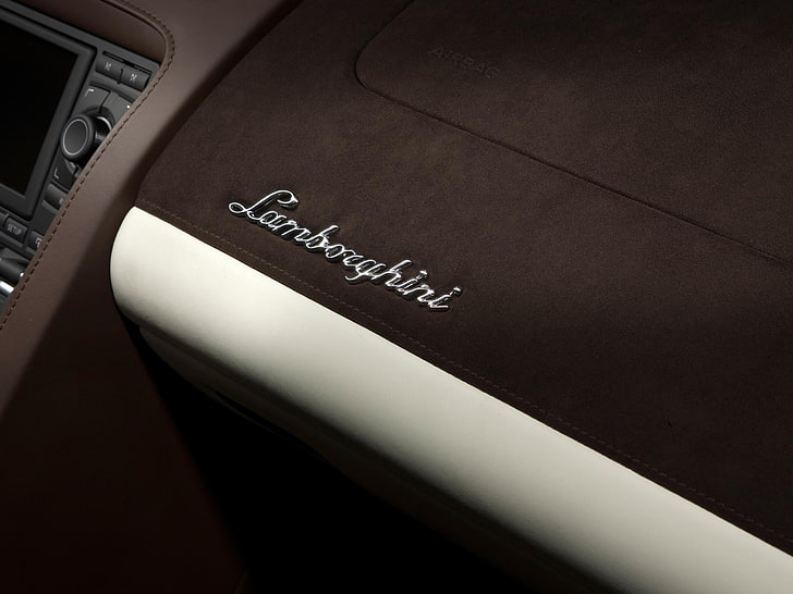 brown and white Lamborghini dashboard, Panel, Leather, Lamborghini gallardo, HD wallpaper