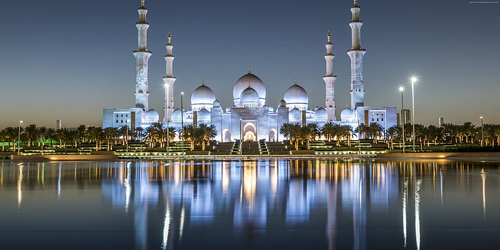 4k, Abu Dhabi, Mesquita Sheikh Zayed, HD papel de parede