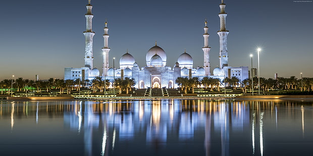 4k, Abu Dhabi, Masjid Sheikh Zayed, Wallpaper HD HD wallpaper