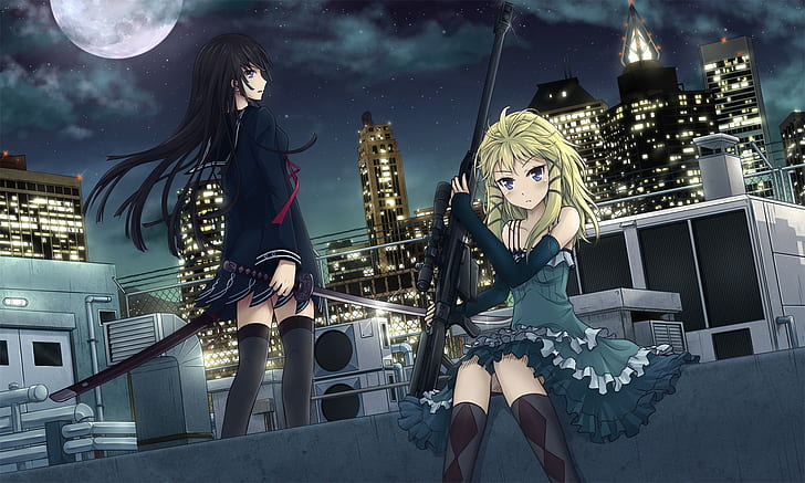 Black Bullet, Tina Sprout, Kisara Tendo, Anime Girls, Anime, Scharfschützengewehr, HD-Hintergrundbild