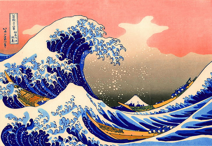 Классическое искусство, японский, живопись, Великая волна от Канагава, волны, HD обои