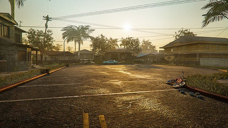 GTA San Andreas, Grand Theft Auto San Andreas, แกรนด์ขโมยอัตโนมัติ, 4K, Unreal Engine 4, รถยนต์, จักรยาน, วอลล์เปเปอร์ HD