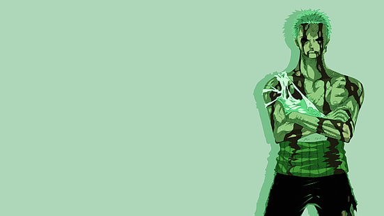 อะนิเมะ, สีเขียว, ชิ้นส่วน, โรโรโนอา, โซโล, วอลล์เปเปอร์ HD HD wallpaper