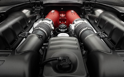 Ferrari 458 Italia Engine HD, моторный отсек автомобиля, легковые автомобили, ferrari, двигатель, 458, италия, HD обои HD wallpaper