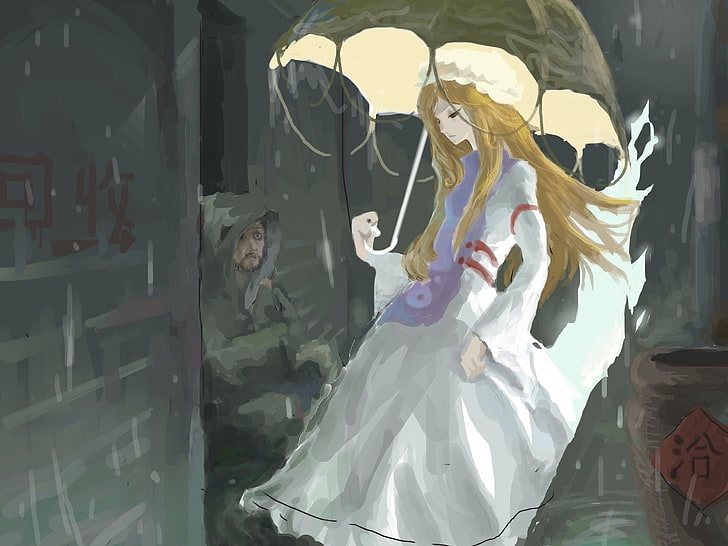 Touhou, Yakumo Yukari, umbrella, HD wallpaper