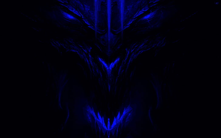 Diablo, black, blue, dark, eyes, shadow, Diablo III, Lord of Terror, heroes of the storm, Blizzard Entertainment, evil, HD wallpaper