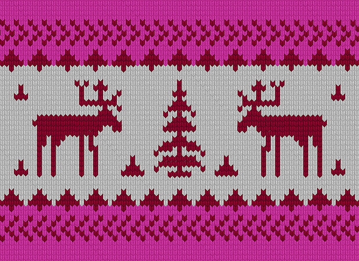white and pink textile, winter, new year, texture, deer, ornament, moose, the texture of the sweater, texture with deer, knitted texture, texture with moose, HD wallpaper