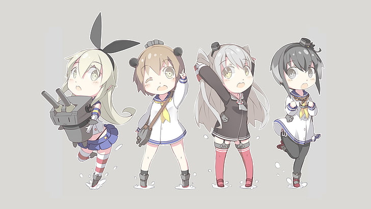 Anime, Kantai-Sammlung, Amatsukaze (Kancolle), Shimakaze (Kancolle), Tokitsukaze (Kancolle), Yukikaze (Kancolle), HD-Hintergrundbild