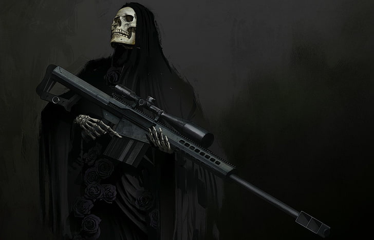 Dark, Grim Reaper, Skull, Sniper Rifle, Weapon, HD wallpaper |  Wallpaperbetter