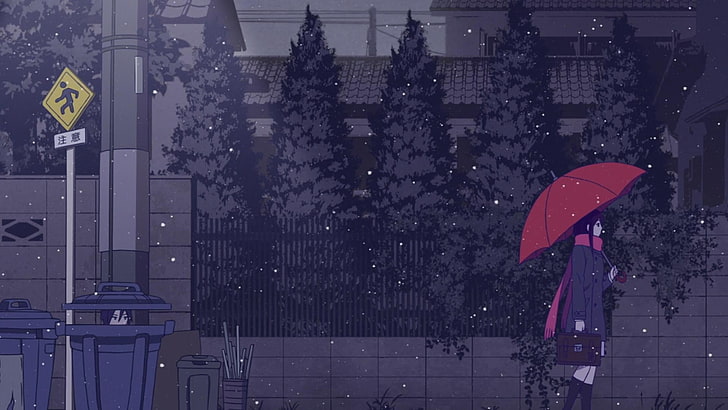 Yato (Noragami), Iki Hiyori, Noragami, şemsiye, esmer, uzun saç, uzağa bakıyor, anime kızlar, HD masaüstü duvar kağıdı
