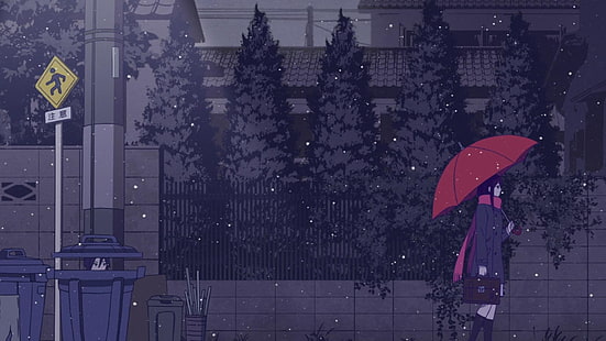 Yato (Noragami), Iki Hiyori, Noragami, umbrella, brunette, long hair, looking away, anime girls, HD wallpaper HD wallpaper