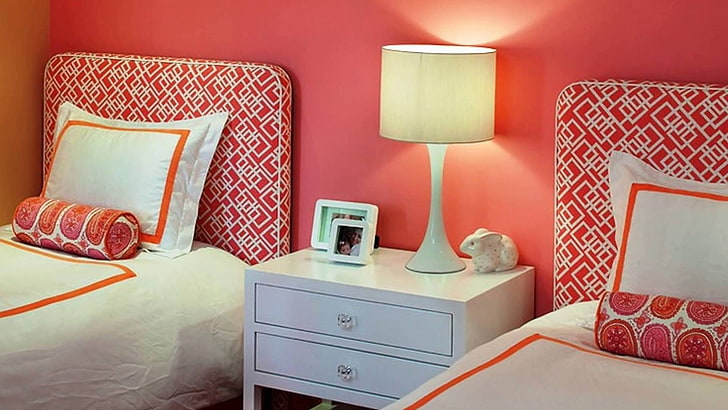 Interior, Design, Coral, Bedroom, HD wallpaper