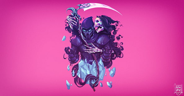 Grim Reaper illustration, artwork, Video Game Art, video games, Mortal Kombat, skull, Grim Reaper, Noob Saibot, HD wallpaper HD wallpaper