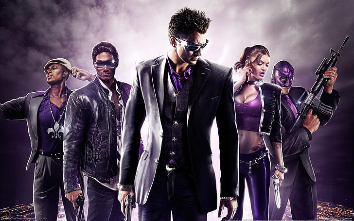 Saints Row, action, adventure video, the third, a girl, men, weapons, HD wallpaper