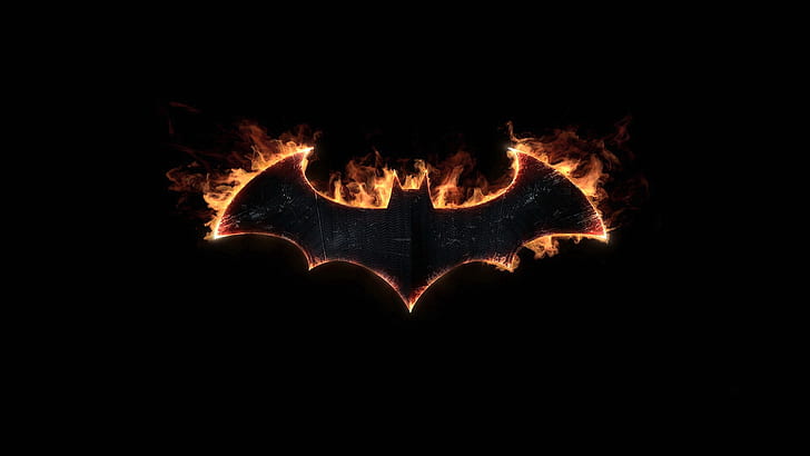 batman, tanda, simbol, kelelawar, api, lambang, logo, Batman Arkham Knight, Wallpaper HD