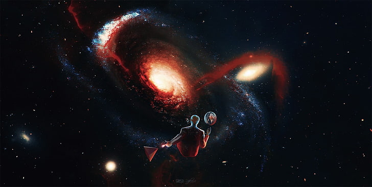 braune und schwarze Galaxietapete, Science Fiction, Grafik, Fantasiekunst, Raum, Raumkunst, HD-Hintergrundbild